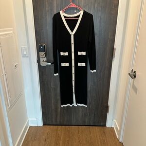 Almost Famous Black Sweater Dress with White Trim